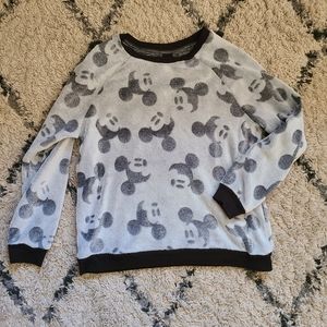 Mickey Mouse Disney Sweater Gray Sz Medium Fleece Lined Disneybound Disneyland